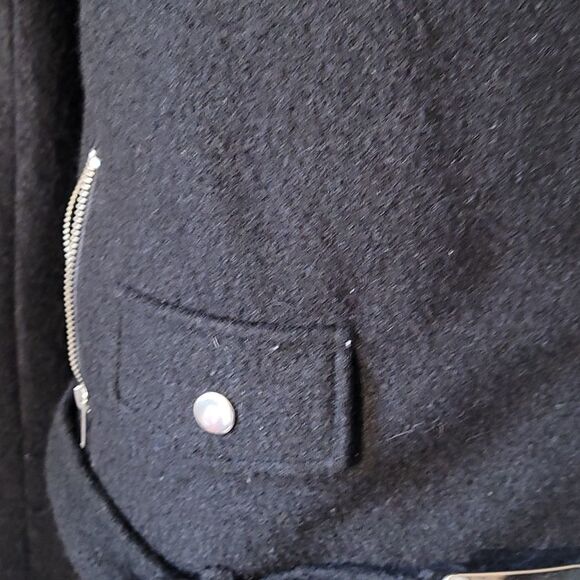 Black Mixed Wool Moto Jacket - Picture 4 of 15